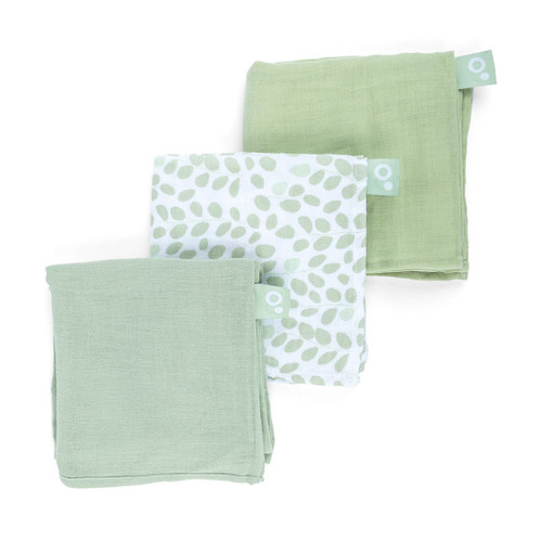 Doomoo 3 Muslin Cloths Lovely 70x70 Mini Leaves Green 534001002