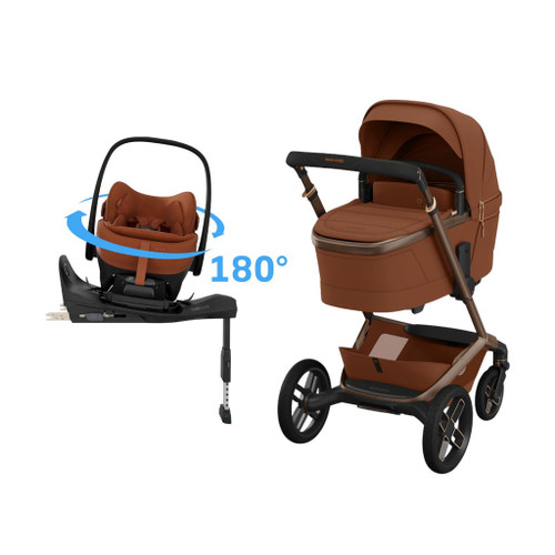 Maxi-Cosi Fame Pushchair + Carrycot + Pebble Slide Pro + FamilyFix Slide Pro Copper Terra