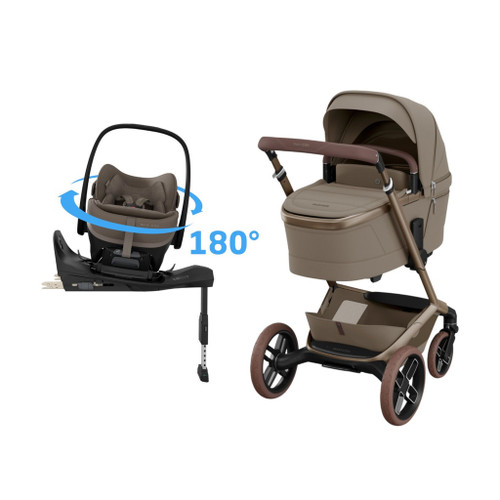 Maxi-Cosi Fame Pushchair + Carrycot + Pebble Slide Pro + FamilyFix Slide Pro Oak Truffle