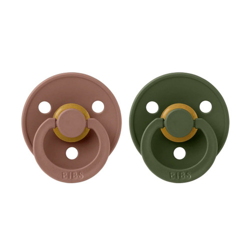 BIBS 2 Chupetas Colour Látex Redonda Woodchuck/Hunter Green 6-18M