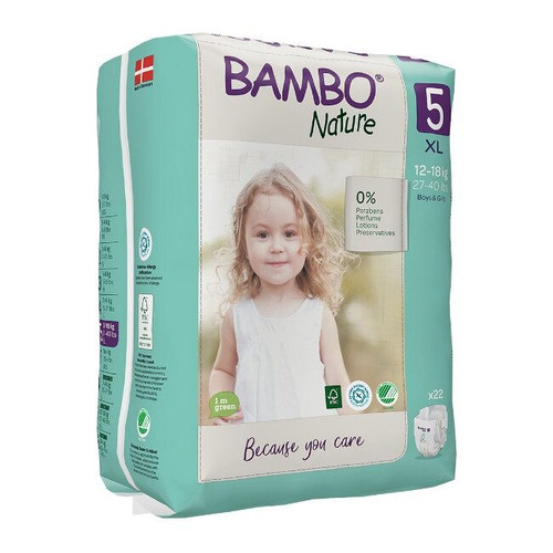 Bambo Nature Fraldas Tamanho 5 XL 12-18Kg 22 Unidades  Bambo Nature Nappies Size 5 XL 12-18Kg 22 pcs