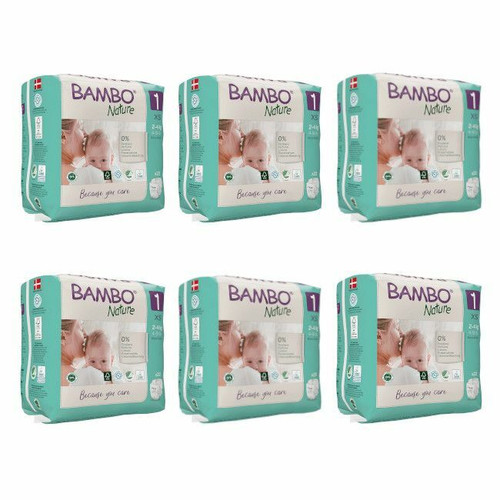 Bambo Nature Nappies Pack Size 1 XS 2-4Kg (6x22) 132 pcs