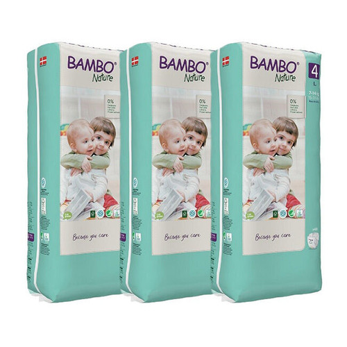 Bambo Nature Nappies Pack Size 4 L 7-14Kg (3x48) 144 pcs
