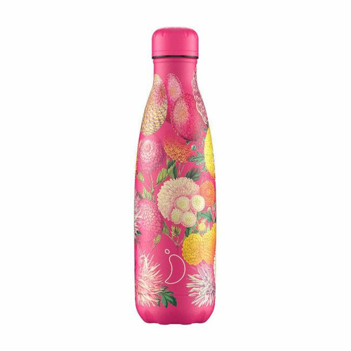 CHILLY'S Floral Pink Pompoms Insulated Bottle 500ml B500FLPPM
