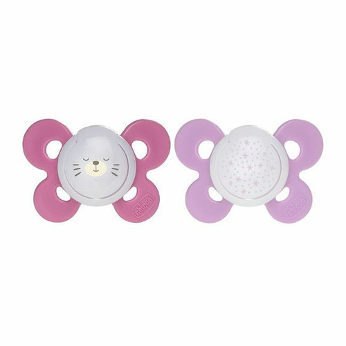 Chicco 2 Physio Comfort Lumi Soothers Seal & Stars Pink 16-36M