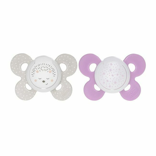 Chicco 2 Physio Comfort Lumi Soothers Hedgehog & Stars Pink 16-36M
