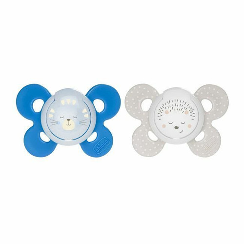 Chicco 2 Physio Comfort Lumi Soothers Tiger & Hedgehog Blue 16-36M