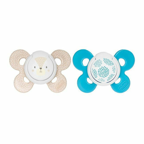 Chicco 2 Chupetas Physio Comfort Raposa e Dente de Leão Azul 6-16M Chicco 2 Physio Comfort Soothers Fox & Dandelion Blue 6-16M