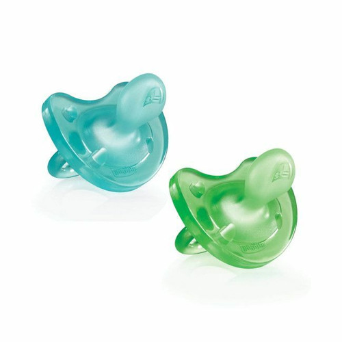 Chicco 2 Physio Soft Silicone Soothers Blue & Green 6-16M