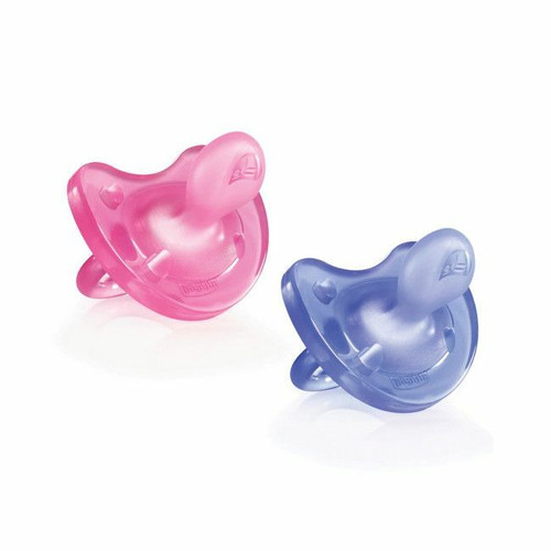 Chicco 2 Chupetas Physio Soft Silicone Rosa e Roxo 16-36M Chicco 2 Physio Soft Silicone Soothers Pink & Purple 16-36M