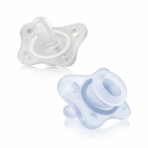 Chicco 2 PhysioForma Mini Soft Silicone Soothers Light Blue & White 0-2M