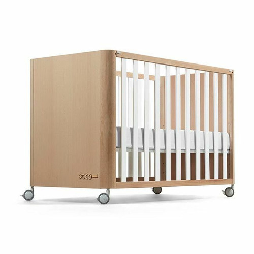 Cotinfant White/Natural Doco Sleeping Wood Cot Bed 120x60 LDOCWNABL