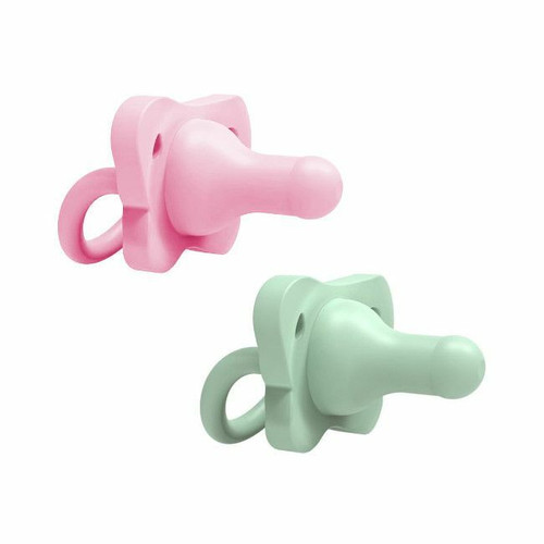 Dr Brown’s 2 Silicone Happy Paci Soothers Pink and Green 0-6M