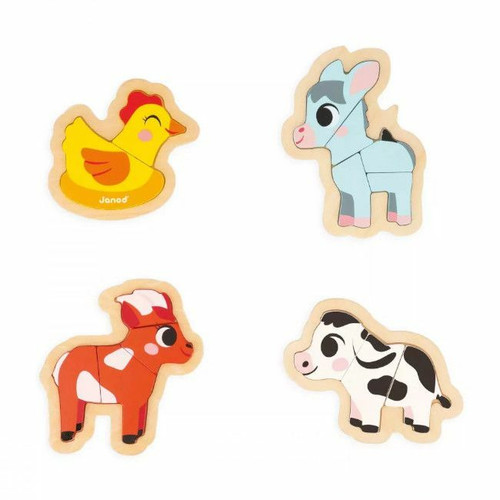 Janod 4 Wooden Progressive Puzzles Farm +18M J07114