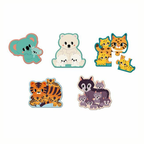 Janod 5 Puzzles Evolutivos Animais +2 Anos J08625 Janod 5 Progressive Animal Puzzles +2 Years J08625