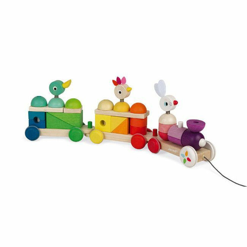 Janod Comboio Multicolorido de Cordel +12M J08202 Janod Multicolour Pull-Along Train +12M J08202