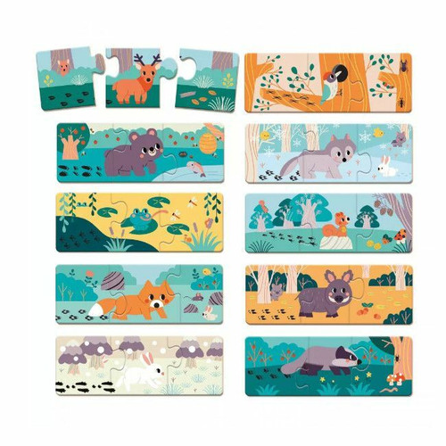 Janod Conjunto de 10 Puzzles Pegadas de Animais WWF +2 Anos J08649 Janod WWF Animal Footprints Puzzle Set of 10 +2 Years J08649