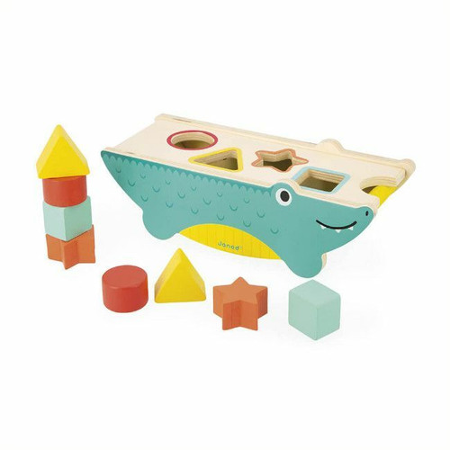 Janod Jogo de Formas em Madeira Crocodilo Tropik +12M J08267 Janod Tropik Wooden Crocodile Shape Game +12M J08267