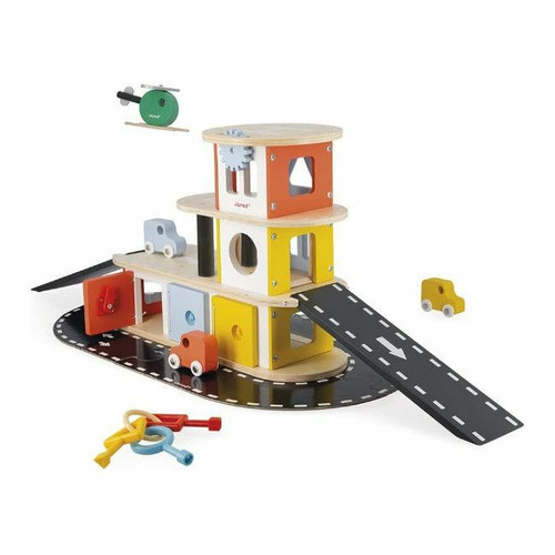 Janod Oficina para Carros de Madeira BOLID +2 Anos J04636 Janod BOLID Wooden Car Workshop +2 Years J04636