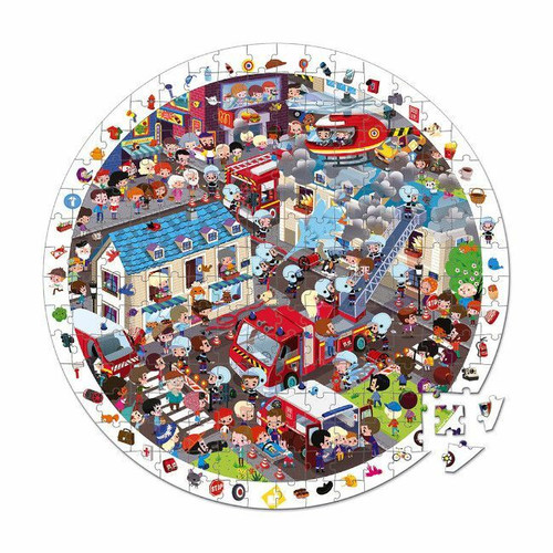 Janod Puzzle Redondo 208 Peças Bombeiros +6 Anos J02793 Janod Round Puzzle 208 Pieces Firefighters +6 Years J02793