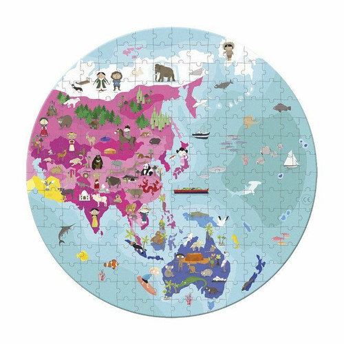 Janod Puzzle Redondo Dupla Face 208 Peças Mundo +6 Anos J02655 Janod Double-Sided Round Puzzle 208 Pieces World +6 Years J02655