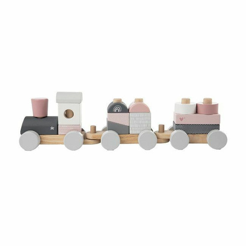 Label Label Comboio de Empilhar em Madeira Pink +18M LLWT-25163 Label Label Wooden Stacking Train Pink +18M LLWT-25163