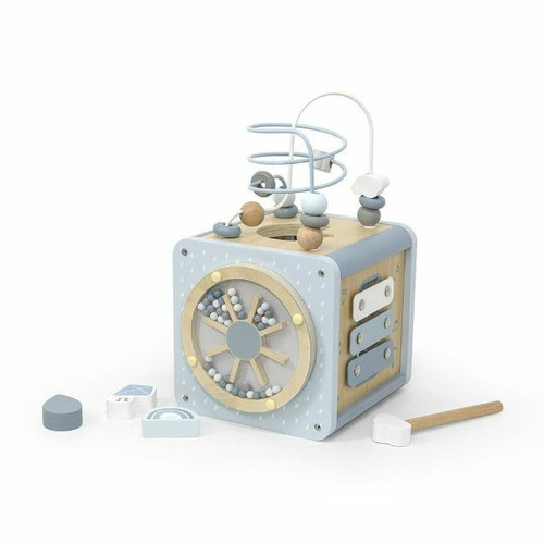 Label Label Cubo de Atividades em Madeira Blue +12M LLWT-34307 Label Label Wooden Activity Cube Blue +12M LLWT-34307