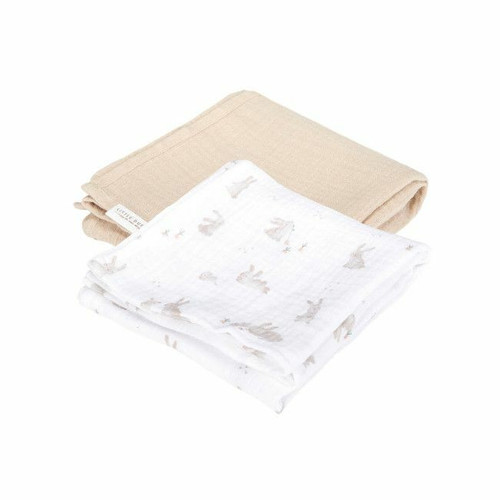 Little Dutch 2 Muslin Cloths 70x70 Baby Bunny/Pure Beige
