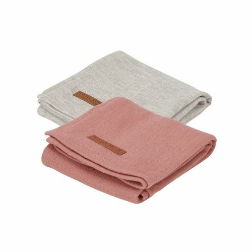 Little Dutch 2 Muslin Cloths 70x70 Pure Grey/Pink Blush TE50330135