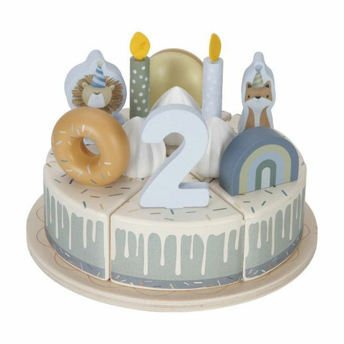 Little Dutch Bolo de Aniversário em Madeira Azul +3 Anos LD8016 Little Dutch Wooden Birthday Cake Blue +3 Years LD8016