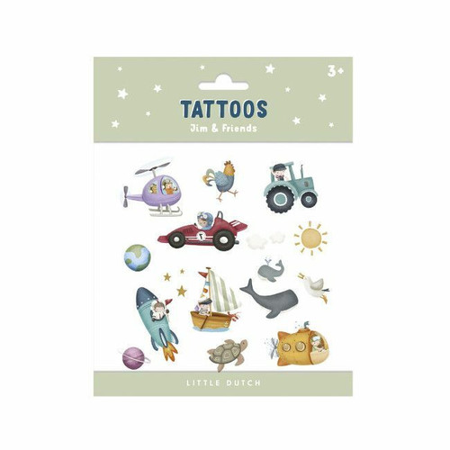 Little Dutch Tatuagens Temporárias Jim e Amigos +3 Anos 370138010 Little Dutch Temporary Tattoos Jim & Friends +3Y 370138010