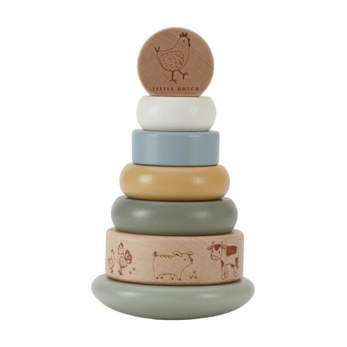 Little Dutch Torre de Empilhar em Madeira FSC Little Farm +12M LD7142 Little Dutch FSC Wooden Stacking Tower Little Farm +12M LD7142