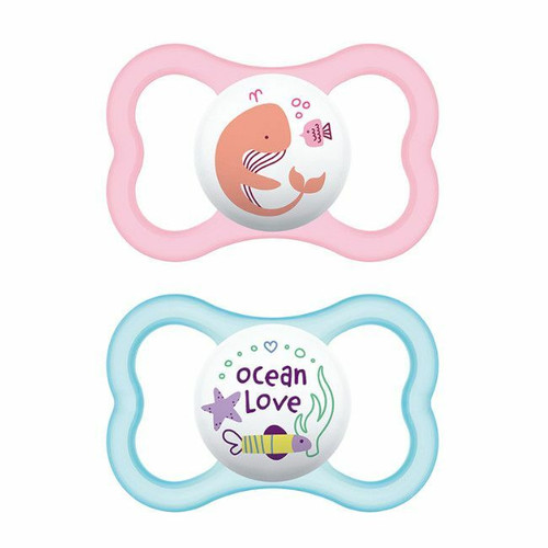 MAM 2 Air Silicone Soothers Whale/Fish Multicolour +6M S232