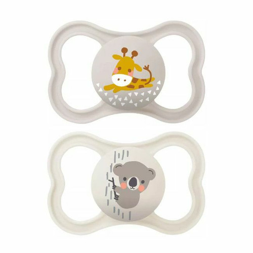 MAM 2 Air Silicone Soothers Wild Animals Grey +6M S233