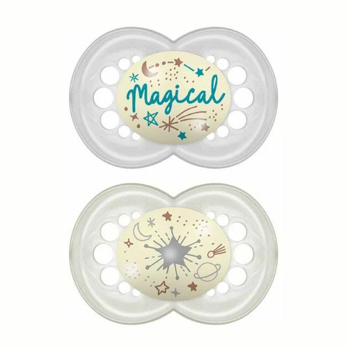 MAM 2 Original Night Latex Soothers Astro White +6M S168