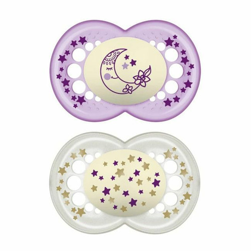 MAM 2 Original Night Silicone Soothers Astro Purple +16M S173
