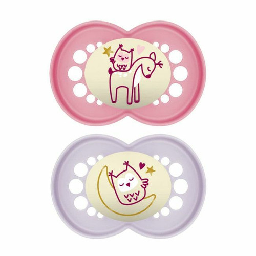 MAM 2 Original Pure Night Silicone Soothers Pink +6M S323