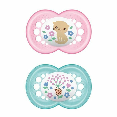 MAM 2 Original Silicone Soothers Cat/Flowers +6M S164