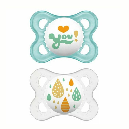 MAM 2 Original Silicone Soothers Space Love Mint +0M S159