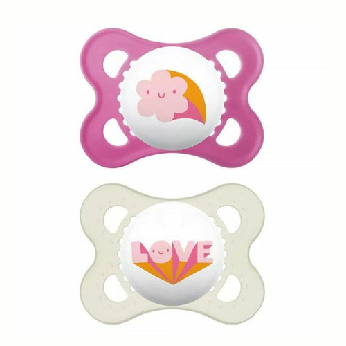 MAM 2 Original Silicone Soothers Space Love Pink +0M S158