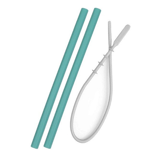 MinikOiOi 2 Silicone Straws + Brush Aqua Green 261101110005
