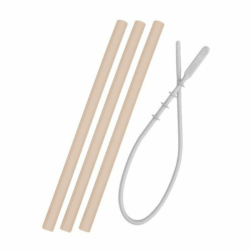 MinikOiOi 3 Silicone Straws + Brush Bubble Beige 261101110021