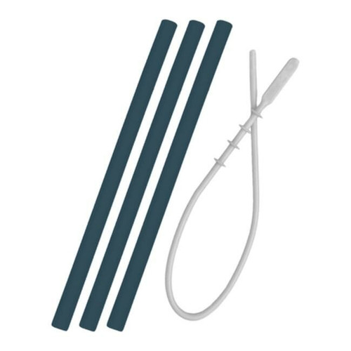 MinikOiOi 3 Silicone Straws + Brush Deep Blue 261101110024