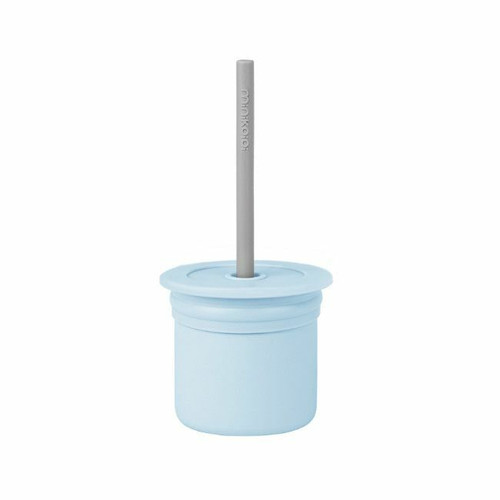 MinikOiOi Sip+Snack Straw Cup Mineral Blue/Powder Grey