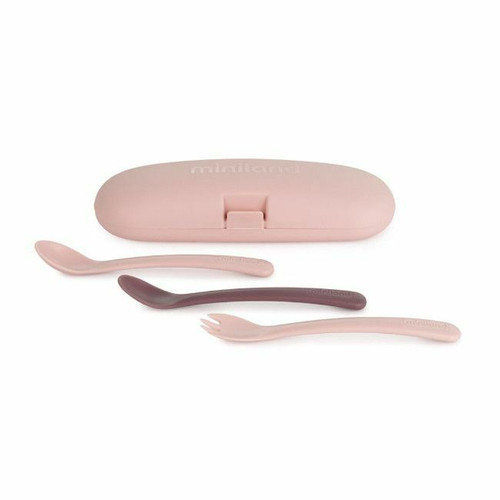 Miniland Talheres Evolutivos + Caixa de Transporte Picneat Blush 89463 Miniland Picneat Blush Evolutionary Cutlery + Carrying Case 89463