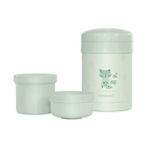 Miniland Solid Food Thermos 2 Containers 350ml + 200ml Mint 89441