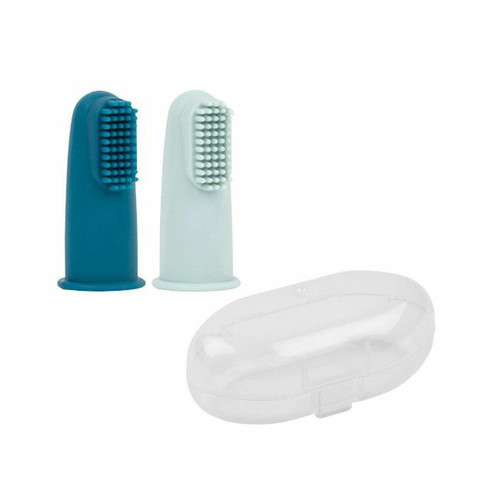 Nattou 2 Silicone Toothbrushes with Case Blue 11876674