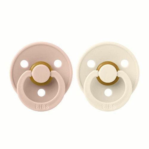 BIBS 2 Colour Latex Round Dummies Blush/Ivory 6-18M