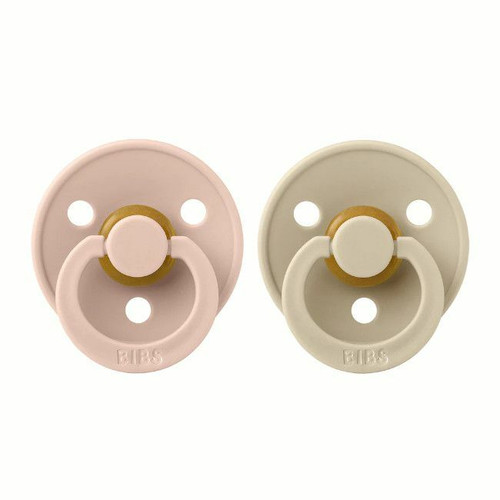BIBS 2 Colour Latex Round Dummies Blush/Vanilla 6-18M