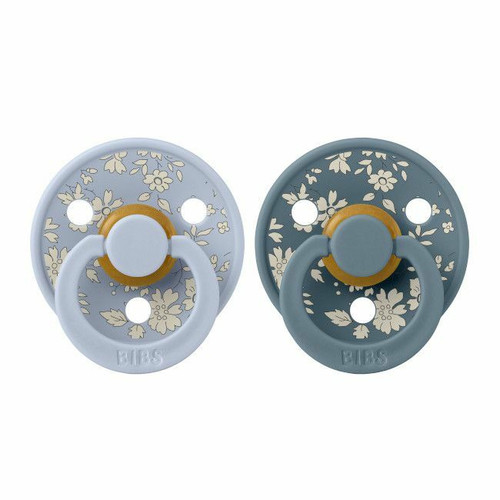BIBS 2 Colour Latex Round Dummies Capel Dusty Blue/Petrol 6-18M